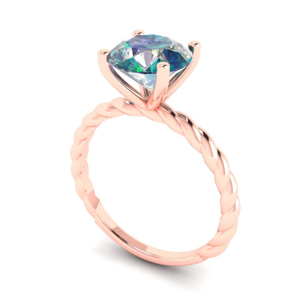 2 cttw Blue Moissanite Solitaire  Engagement Ring - Solid Gold (Round Cut,8.0mm)