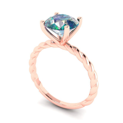 2 cttw Blue Moissanite Solitaire  Engagement Ring - Solid Gold (Round Cut,8.0mm)