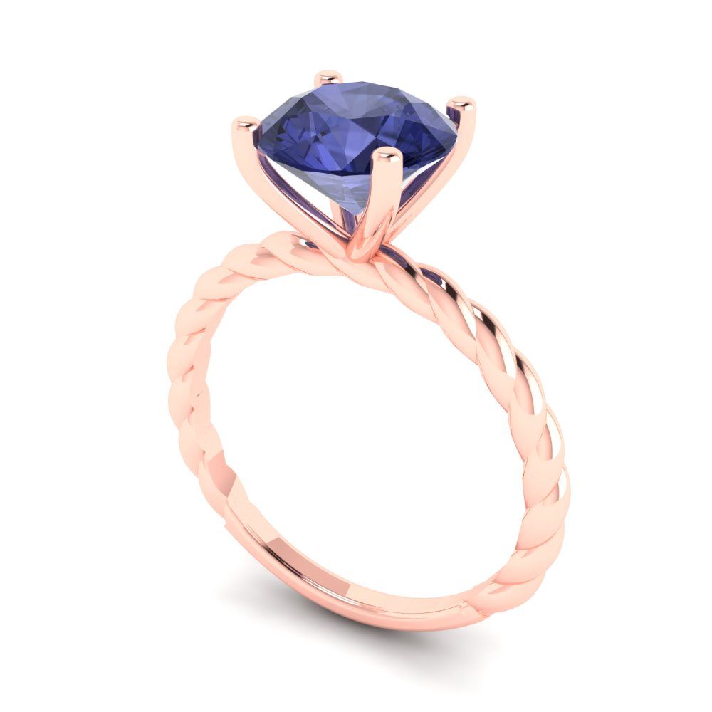 2 cttw Simulated Tanzanite Solitaire  Engagement Ring - Solid Gold (Round Cut,8.0mm)