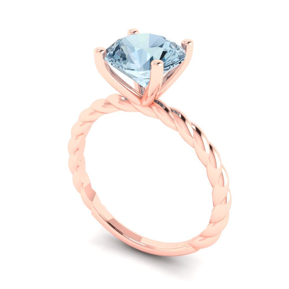 2 cttw Natural Swiss Blue Topaz Solitaire  Engagement Ring - Solid Gold (Round Cut,8.0mm)