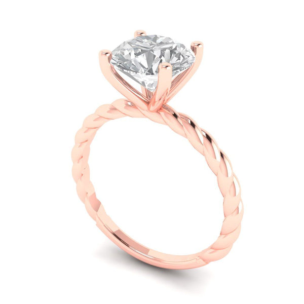 2.0 ct Brilliant Round Cut Genuine Cultured Diamond Stone Clarity VS1-2 Color J-K Rose Gold Solitaire Ring