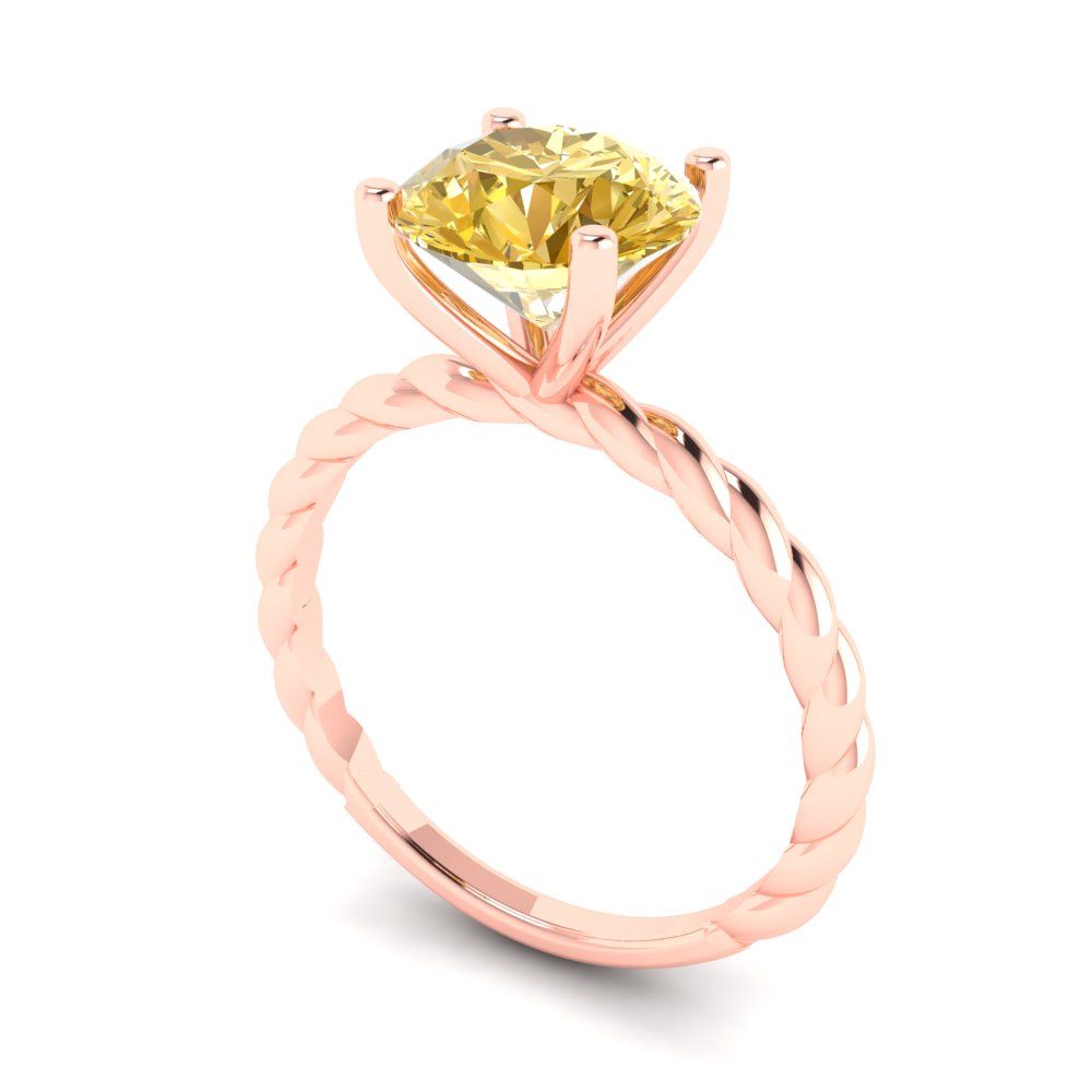 2 cttw Natural Citrine Solitaire  Engagement Ring - Solid Gold (Round Cut,8.0mm)