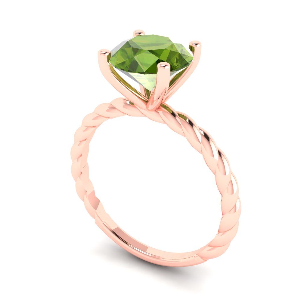 2 cttw Natural Peridot Solitaire  Engagement Ring - Solid Gold (Round Cut,8.0mm)