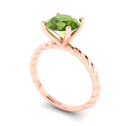 2 cttw Natural Peridot Solitaire  Engagement Ring - Solid Gold (Round Cut,8.0mm)