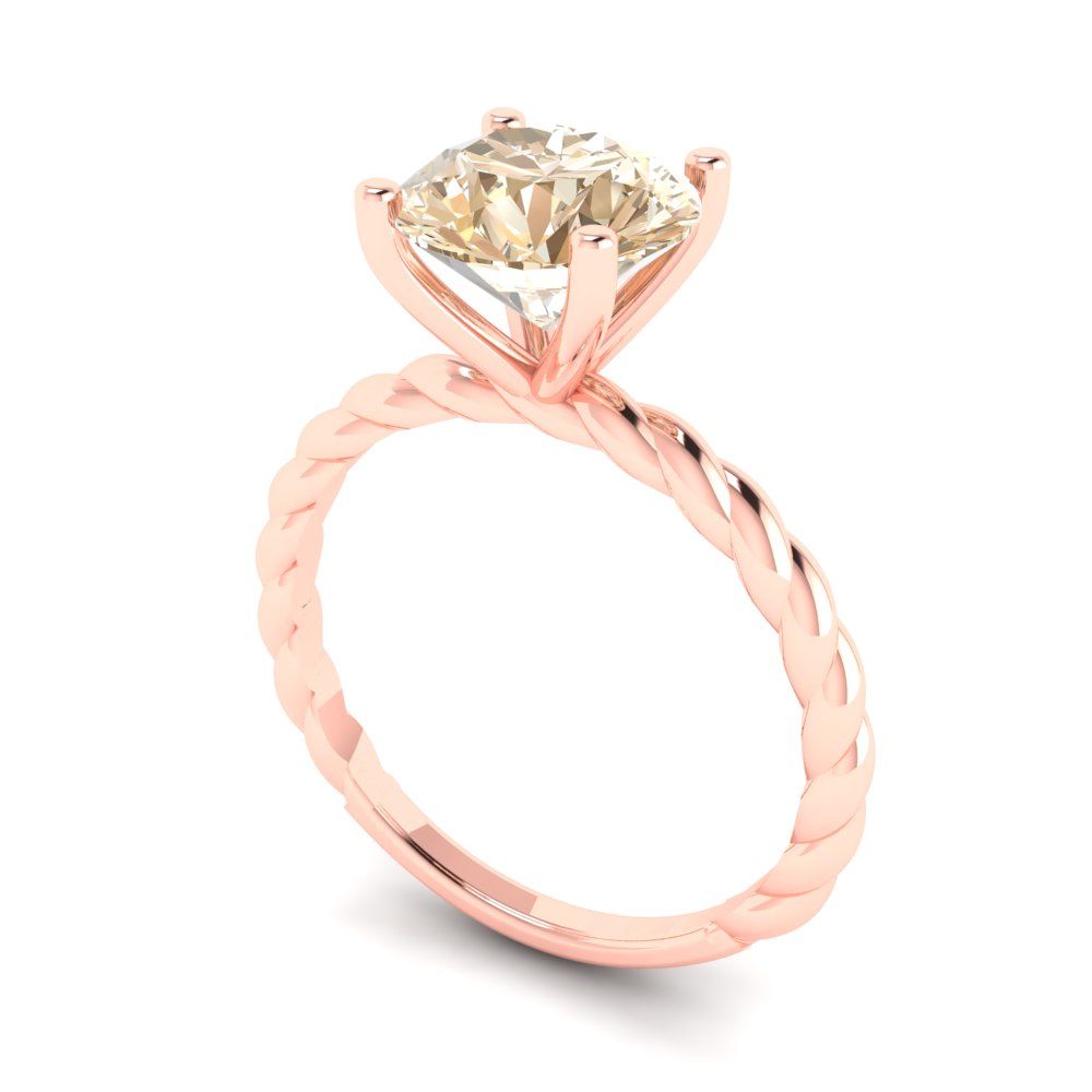 2 cttw Natural Morganite Solitaire  Engagement Ring - Solid Gold (Round Cut,8.0mm)