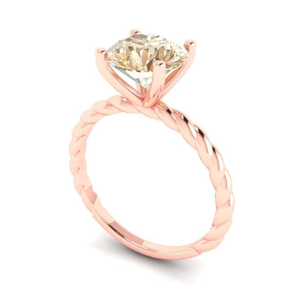 2 cttw Natural Morganite Solitaire  Engagement Ring - Solid Gold (Round Cut,8.0mm)