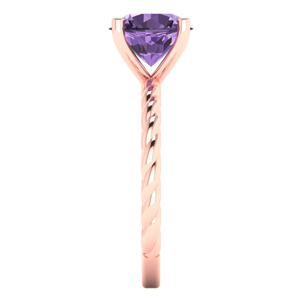 2 cttw Simulated Alexandrite Solitaire  Engagement Ring - Solid Gold (Round Cut,8.0mm)