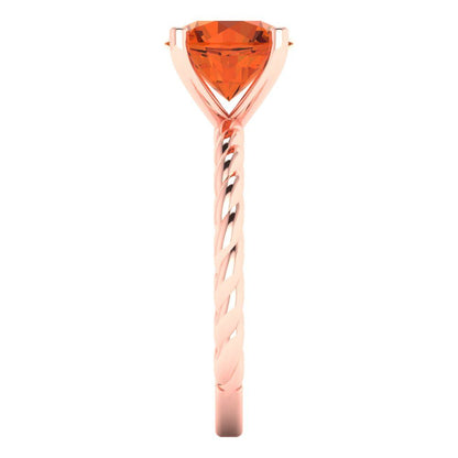 2 cttw Zirconia Simulated Red Diamond Solitaire  Engagement Ring - Solid Gold (VVS1, Round Cut,8.0mm)