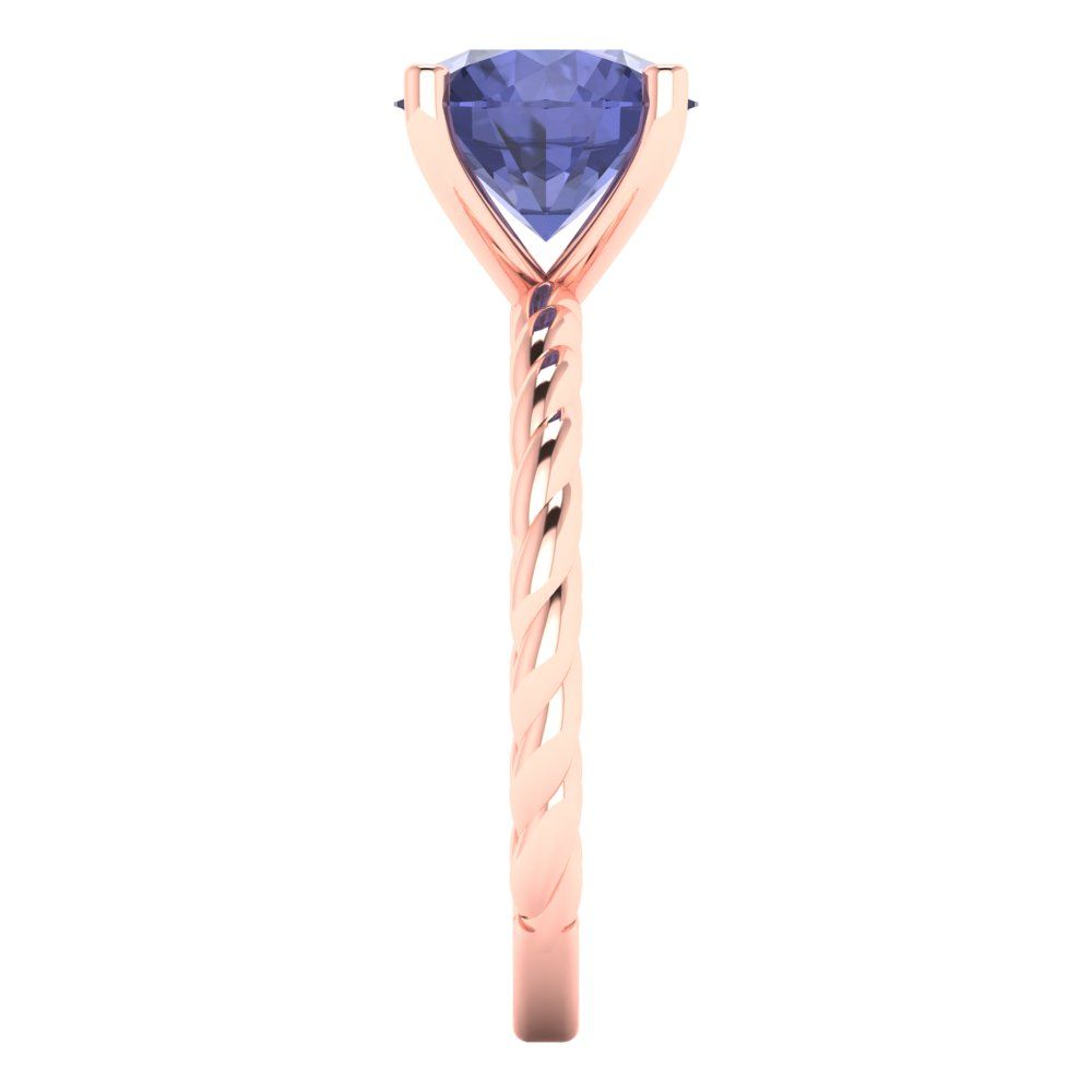 2 cttw Simulated Tanzanite Solitaire  Engagement Ring - Solid Gold (Round Cut,8.0mm)