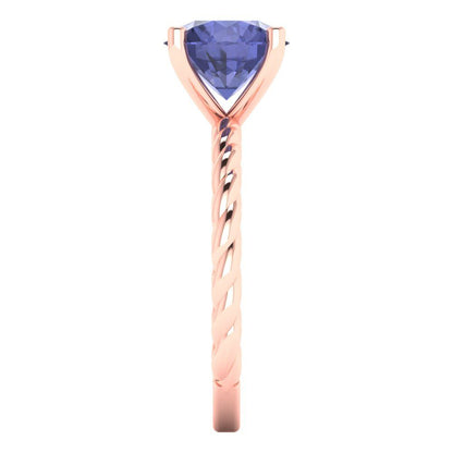 2 cttw Simulated Tanzanite Solitaire  Engagement Ring - Solid Gold (Round Cut,8.0mm)