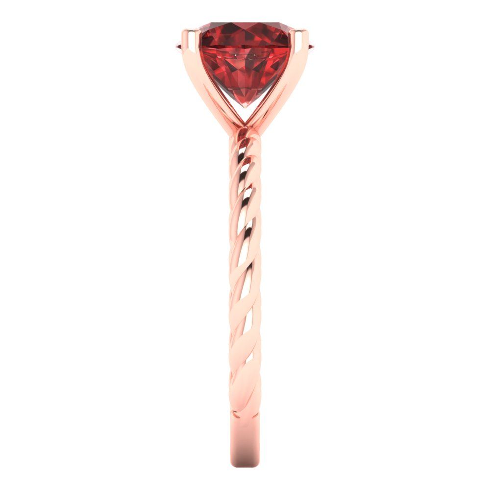 2 cttw Natural Garnet Solitaire  Engagement Ring - Solid Gold (Round Cut,8.0mm)