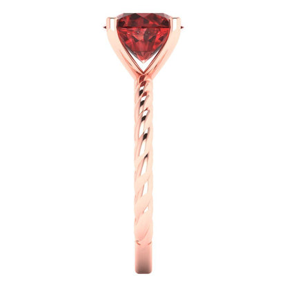 2 cttw Natural Garnet Solitaire  Engagement Ring - Solid Gold (Round Cut,8.0mm)