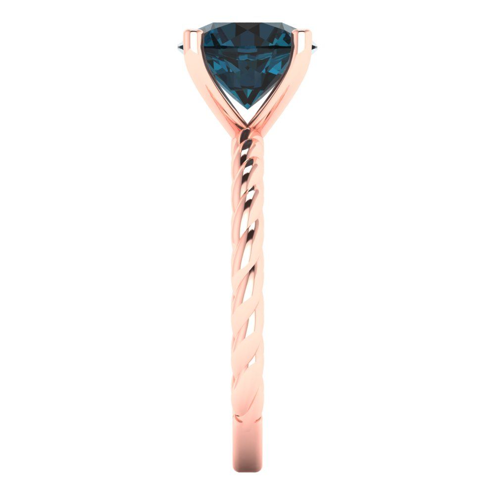 2 cttw Natural London Blue Topaz Solitaire  Engagement Ring - Solid Gold (Round Cut,8.0mm)