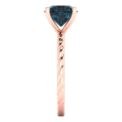 2 cttw Natural London Blue Topaz Solitaire  Engagement Ring - Solid Gold (Round Cut,8.0mm)