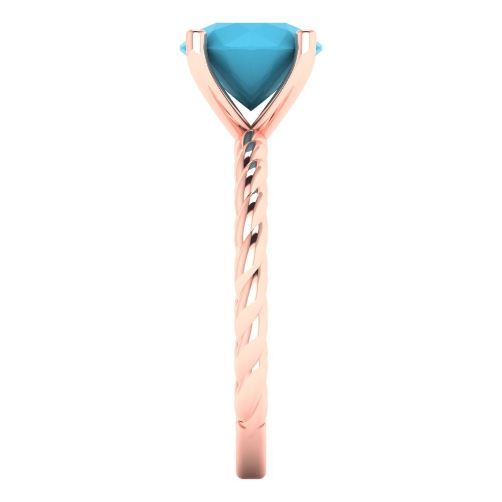 2 cttw Simulated Turquoise Solitaire  Engagement Ring - Solid Gold (Round Cut,8.0mm)