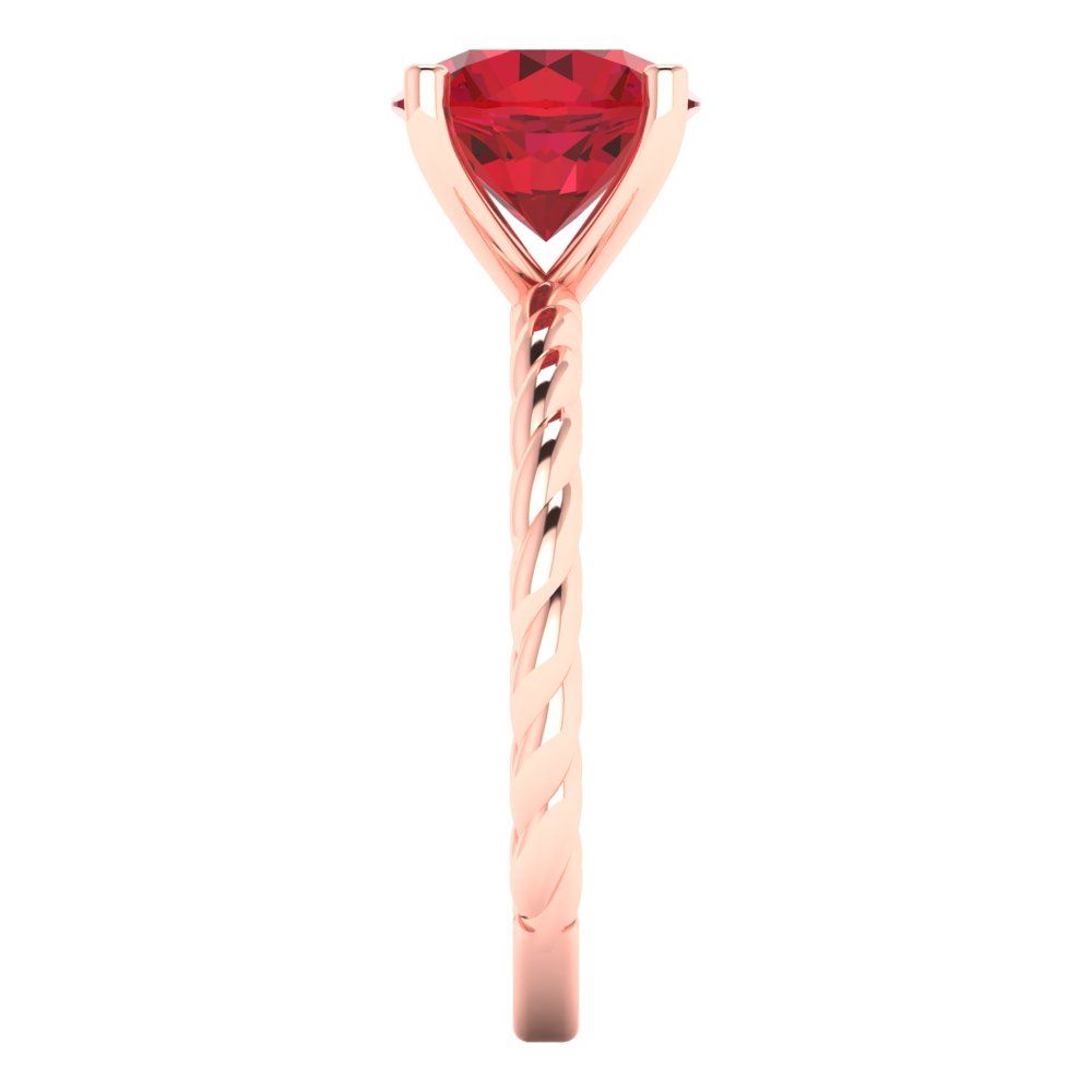 2 cttw Simulated Ruby Solitaire  Engagement Ring - Solid Rose Gold (VVS1, Round Cut,8.0mm)