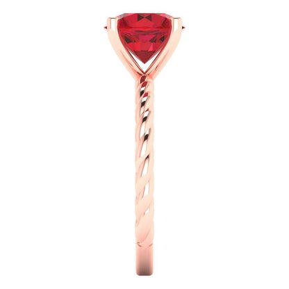2 cttw Simulated Ruby Solitaire  Engagement Ring - Solid Rose Gold (VVS1, Round Cut,8.0mm)