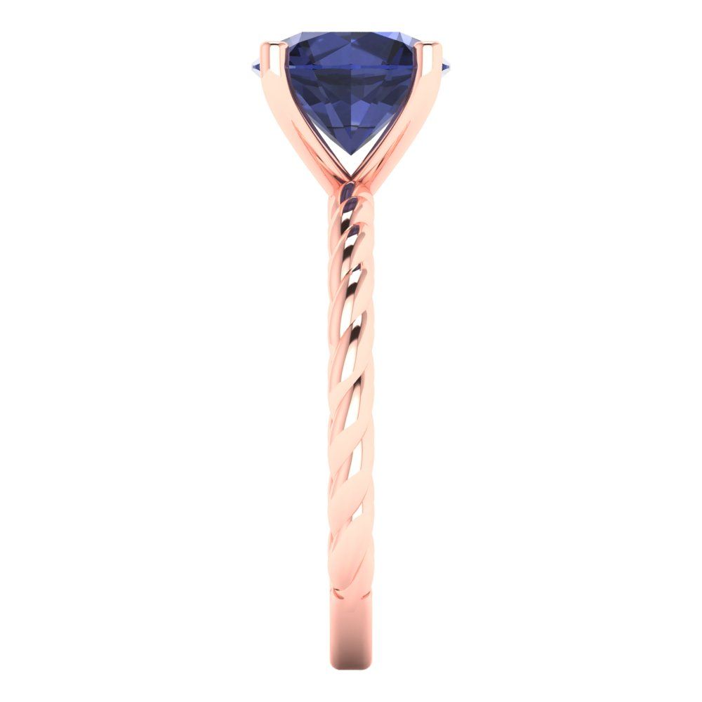 2 cttw Simulated Blue Sapphire Solitaire  Engagement Ring - Solid Gold (Round Cut,8.0mm)