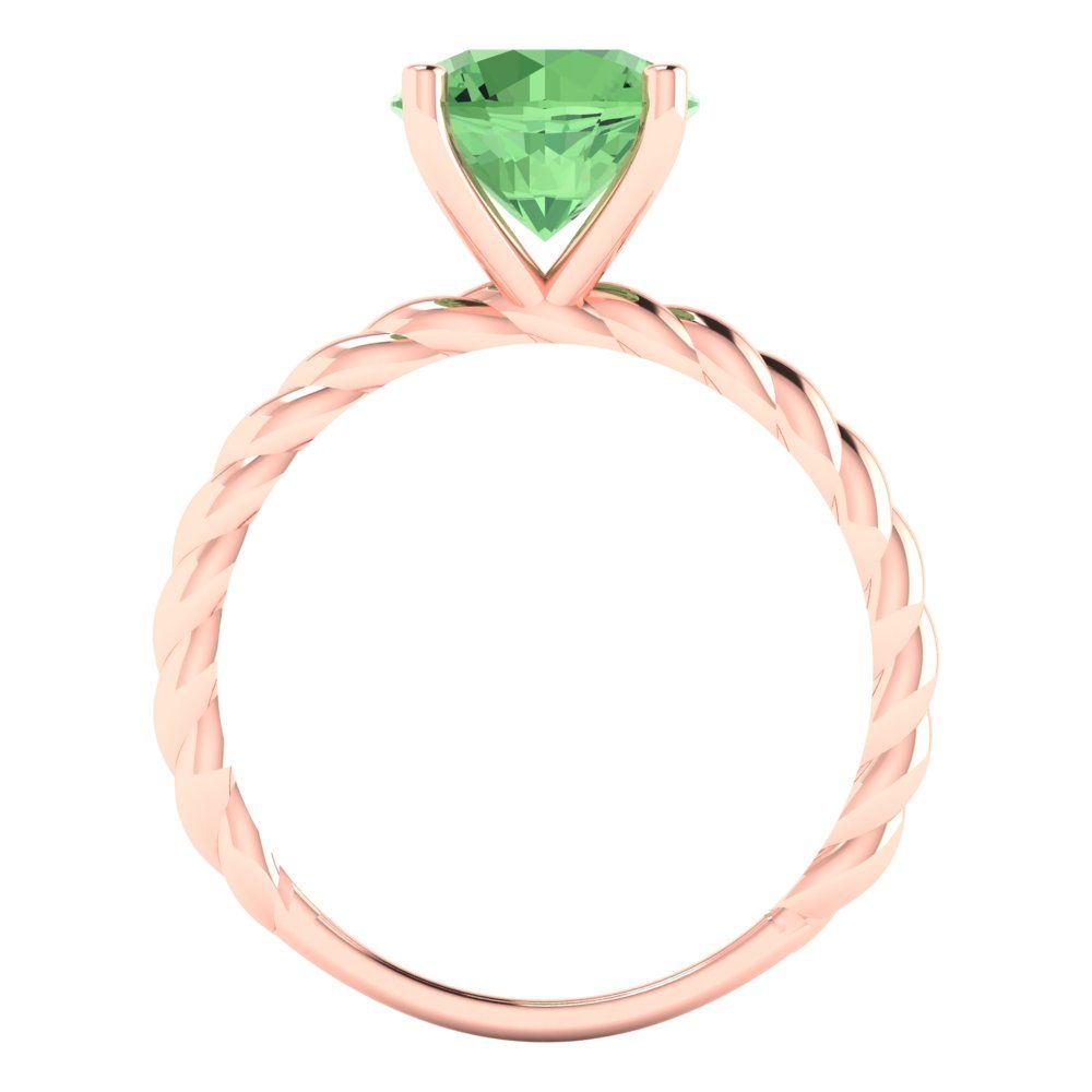 2 cttw Zirconia Simulated Green Diamond Solitaire  Engagement Ring - Solid Gold (VVS1, Round Cut,8.0mm)