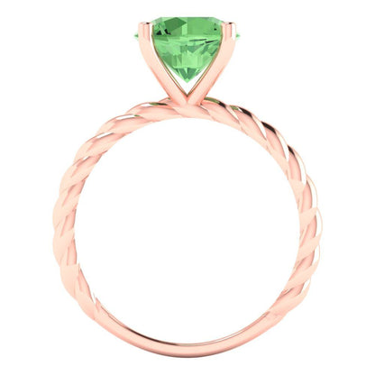 2 cttw Zirconia Simulated Green Diamond Solitaire  Engagement Ring - Solid Gold (VVS1, Round Cut,8.0mm)