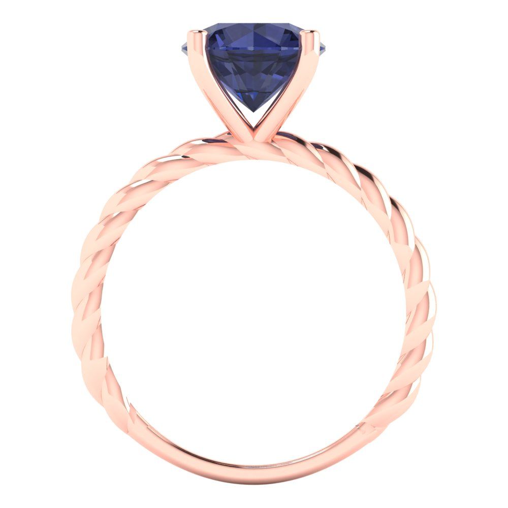 2 cttw Simulated Blue Sapphire Solitaire  Engagement Ring - Solid Gold (Round Cut,8.0mm)