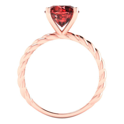 2 cttw Natural Garnet Solitaire  Engagement Ring - Solid Gold (Round Cut,8.0mm)