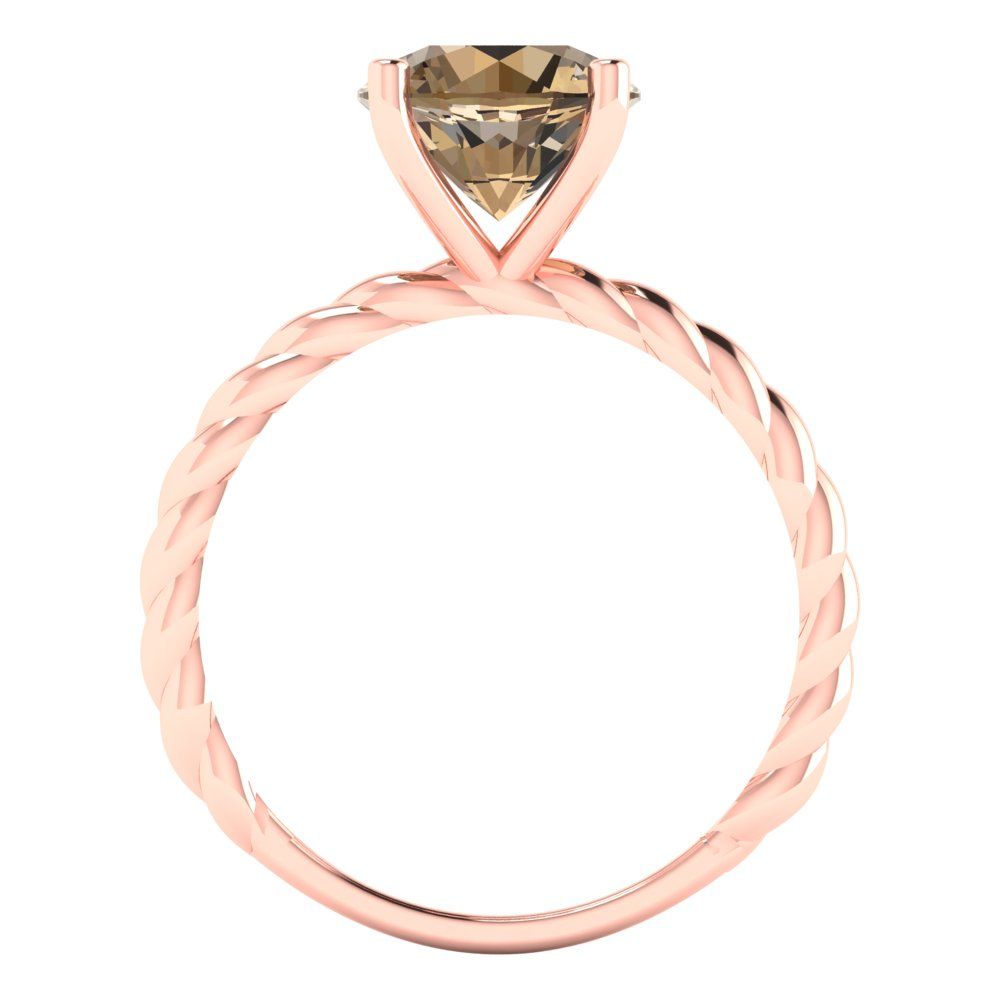 2 cttw Zirconia Simulated Champagne Diamond Solitaire  Engagement Ring - Solid Gold (VVS1, Round Cut,8.0mm)