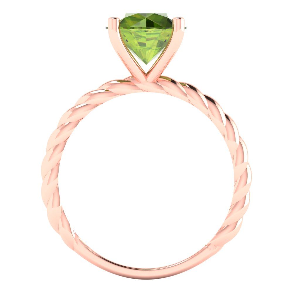 2 cttw Natural Peridot Solitaire  Engagement Ring - Solid Gold (Round Cut,8.0mm)