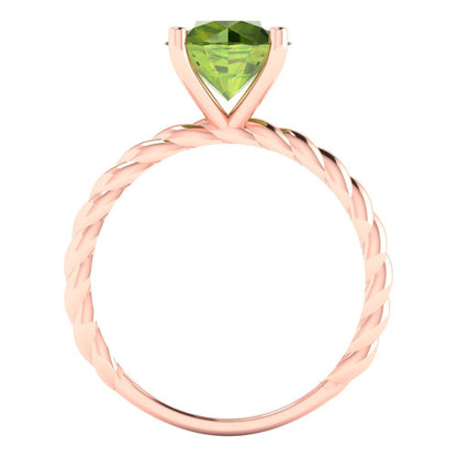 2 cttw Natural Peridot Solitaire  Engagement Ring - Solid Gold (Round Cut,8.0mm)