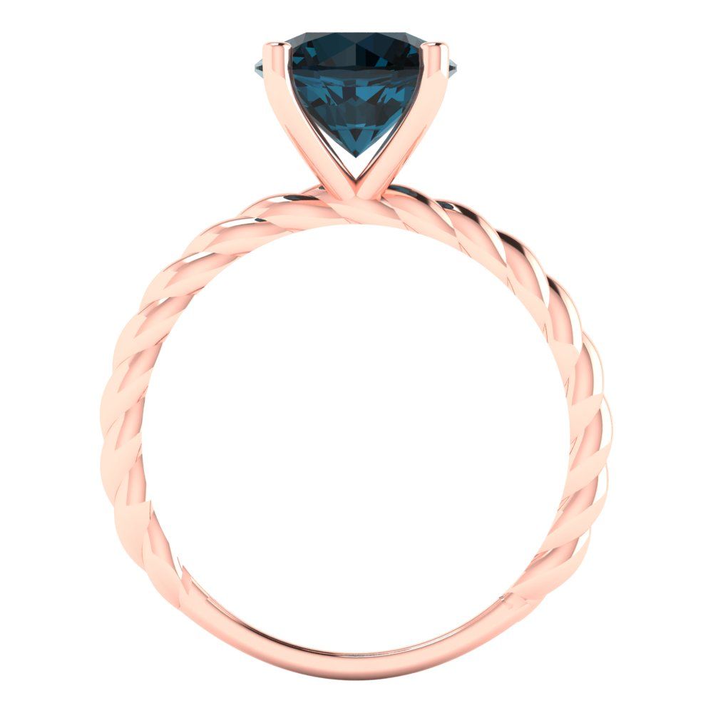2 cttw Natural London Blue Topaz Solitaire  Engagement Ring - Solid Gold (Round Cut,8.0mm)