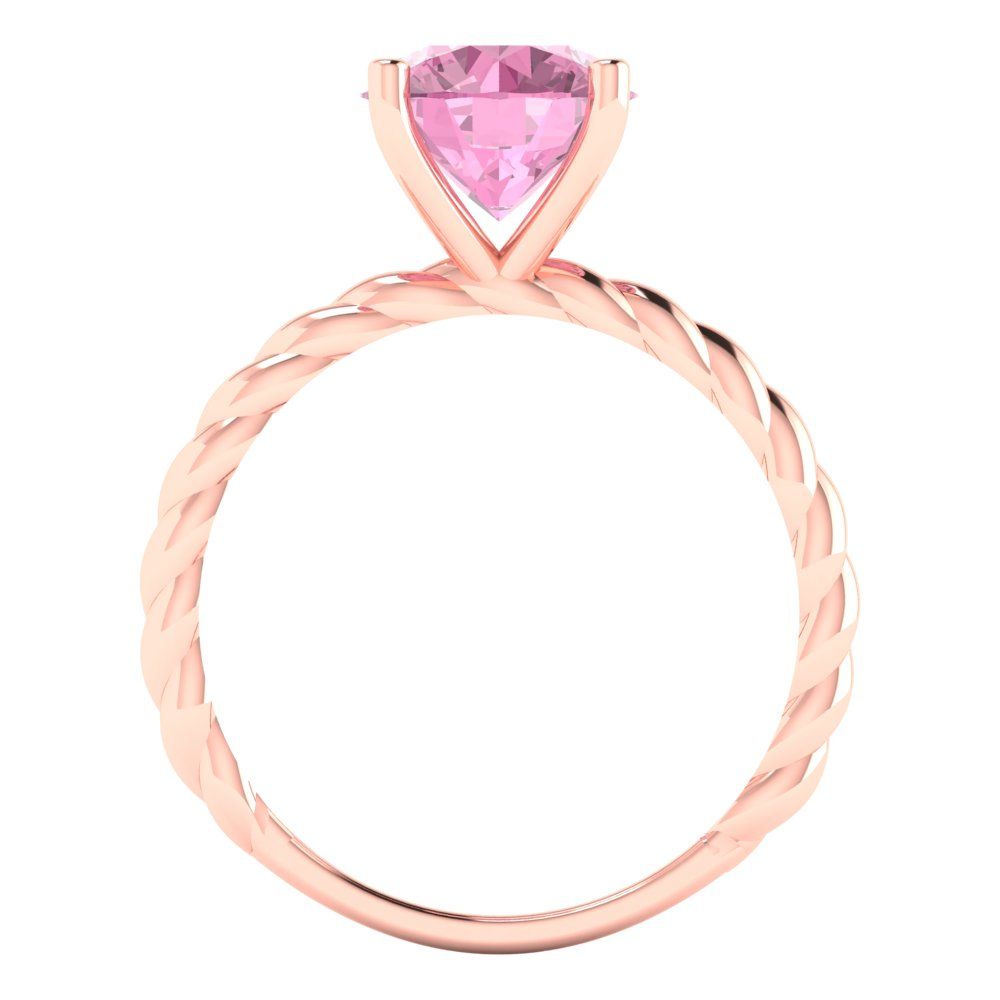 2 cttw Zirconia Simulated Pink Diamond Solitaire  Engagement Ring - Solid Gold (VVS1, Round Cut,8.0mm)