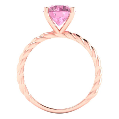 2 cttw Zirconia Simulated Pink Diamond Solitaire  Engagement Ring - Solid Gold (VVS1, Round Cut,8.0mm)
