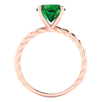 2 cttw Simulated Emerald Solitaire  Engagement Ring - Solid Gold (Round Cut,8.0mm)