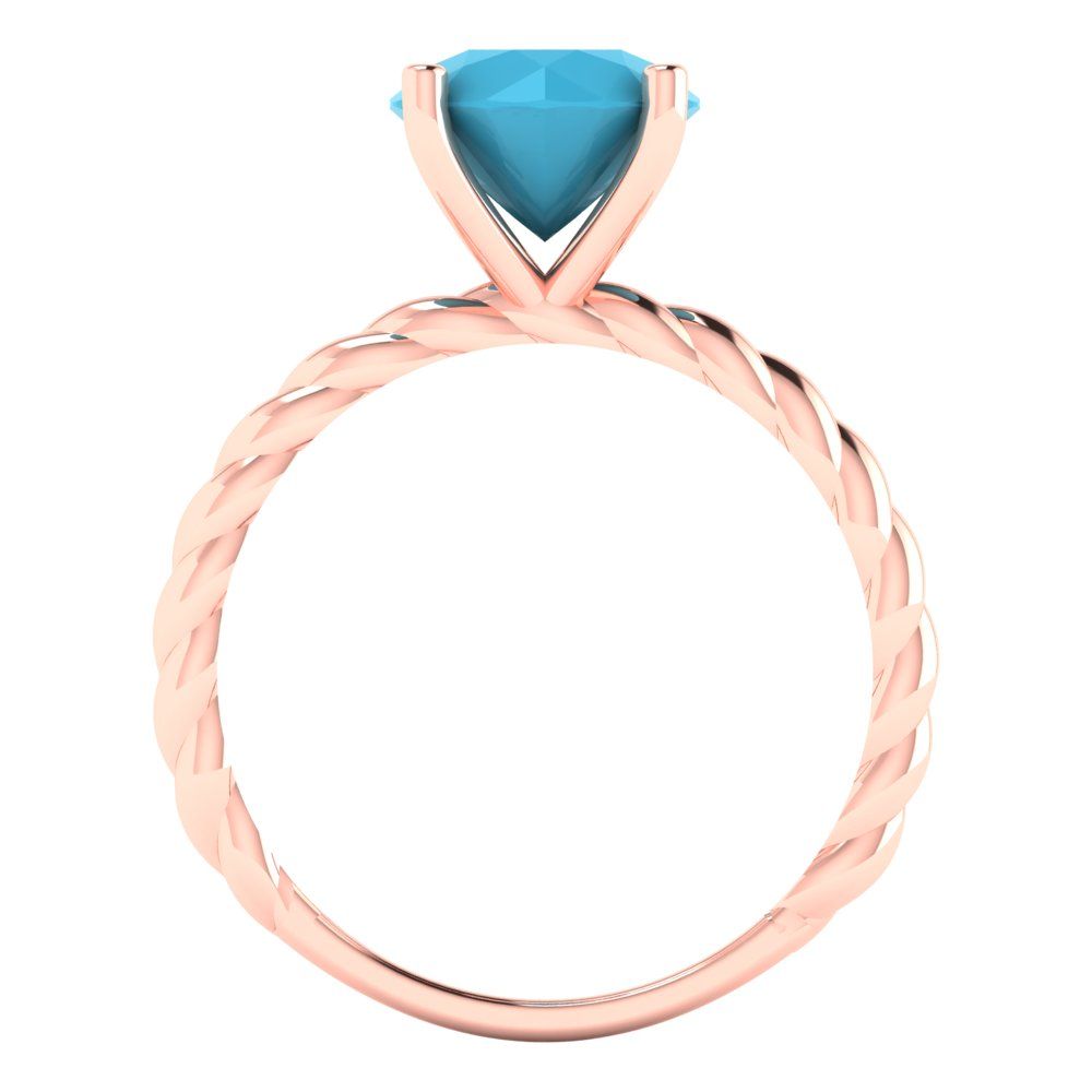 2 cttw Simulated Turquoise Solitaire  Engagement Ring - Solid Gold (Round Cut,8.0mm)