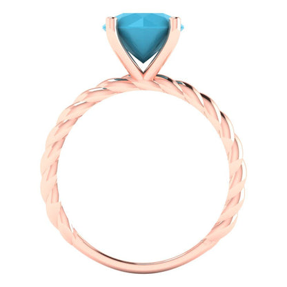 2 cttw Simulated Turquoise Solitaire  Engagement Ring - Solid Gold (Round Cut,8.0mm)