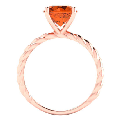 2 cttw Simulated Ruby Solitaire  Engagement Ring - Solid Rose Gold (VVS1, Round Cut,8.0mm)