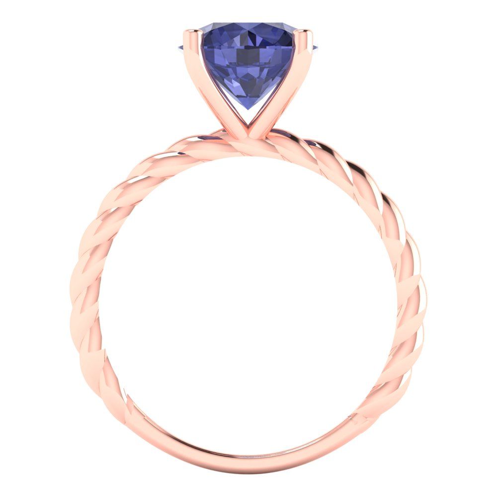 2 cttw Simulated Tanzanite Solitaire  Engagement Ring - Solid Gold (Round Cut,8.0mm)