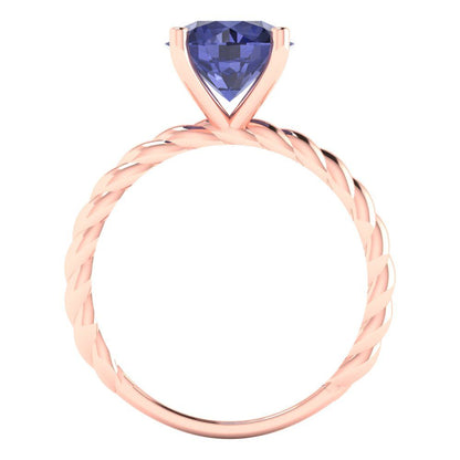 2 cttw Simulated Tanzanite Solitaire  Engagement Ring - Solid Gold (Round Cut,8.0mm)