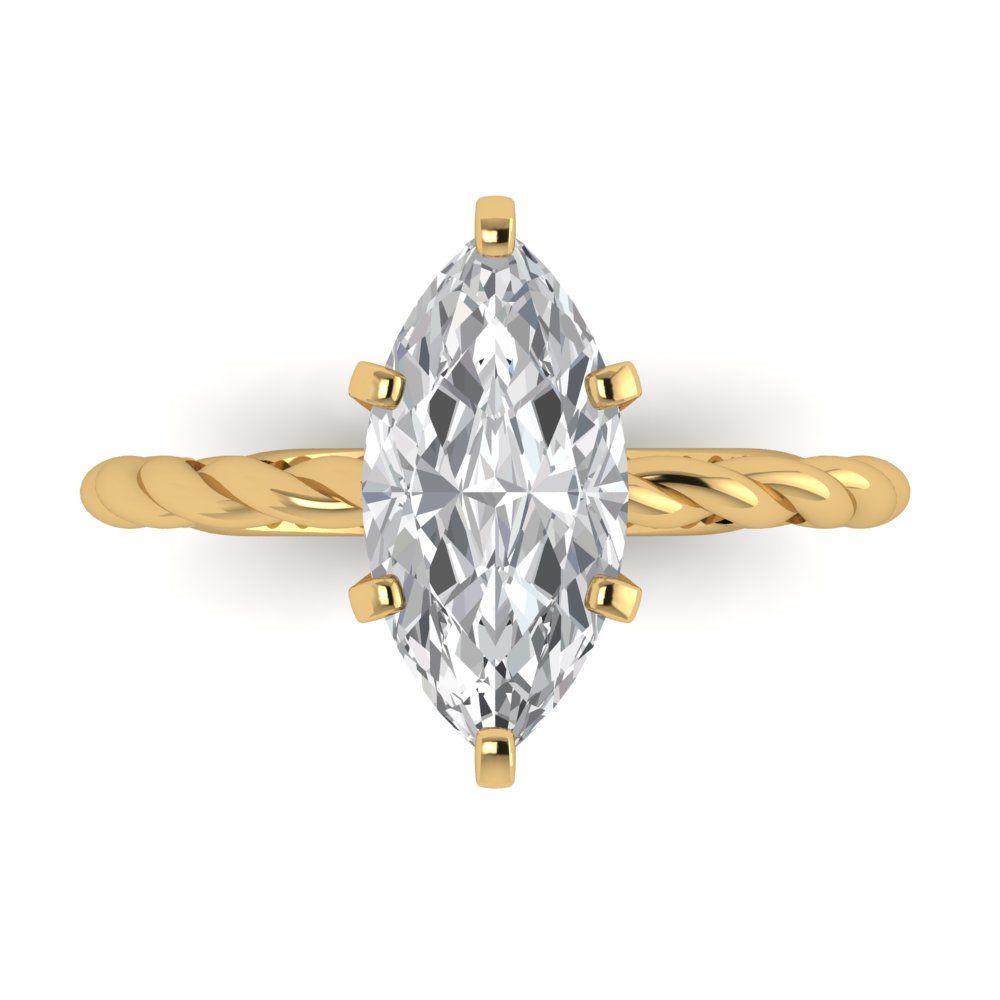 2 cttw White Sapphire Solitaire  Engagement Ring - Solid Gold (Marquise Cut,12x6mm )