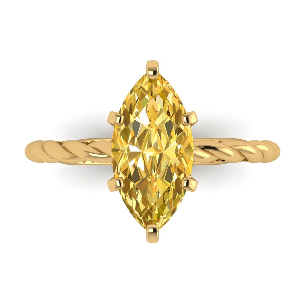 2 cttw Natural Citrine Solitaire  Engagement Ring - Solid Gold (Marquise Cut,12x6mm )