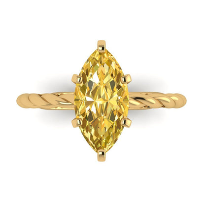 2 cttw Natural Citrine Solitaire  Engagement Ring - Solid Gold (Marquise Cut,12x6mm )
