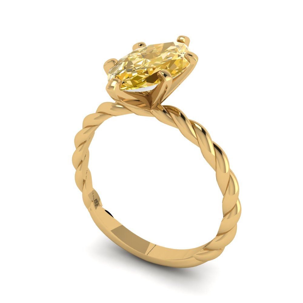 2 cttw Zirconia Simulated Yellow Diamond Solitaire  Engagement Ring - Solid Gold (VVS1, Marquise Cut,12x6mm )