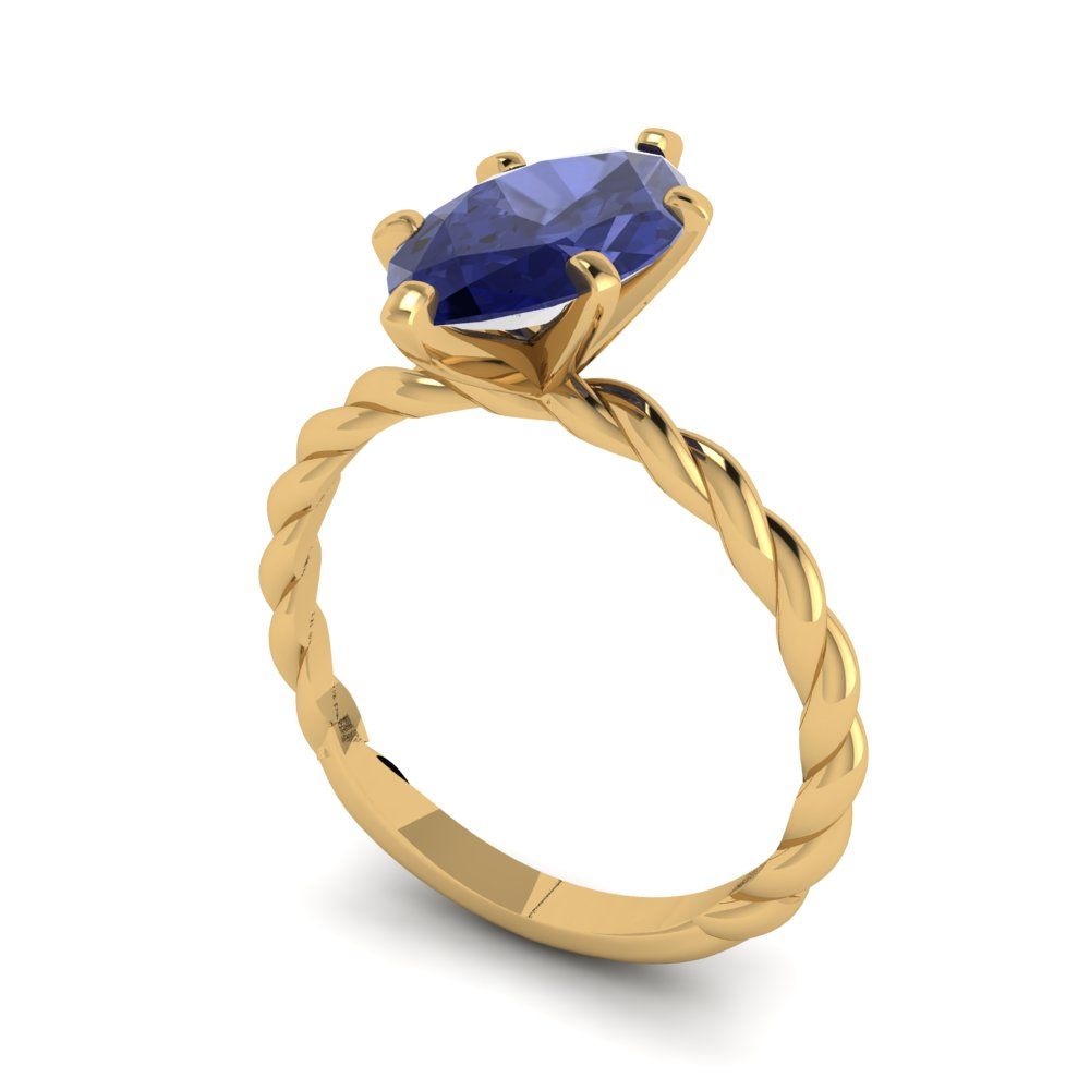 2 cttw Simulated Tanzanite Solitaire  Engagement Ring - Solid Gold (Marquise Cut,12x6mm )