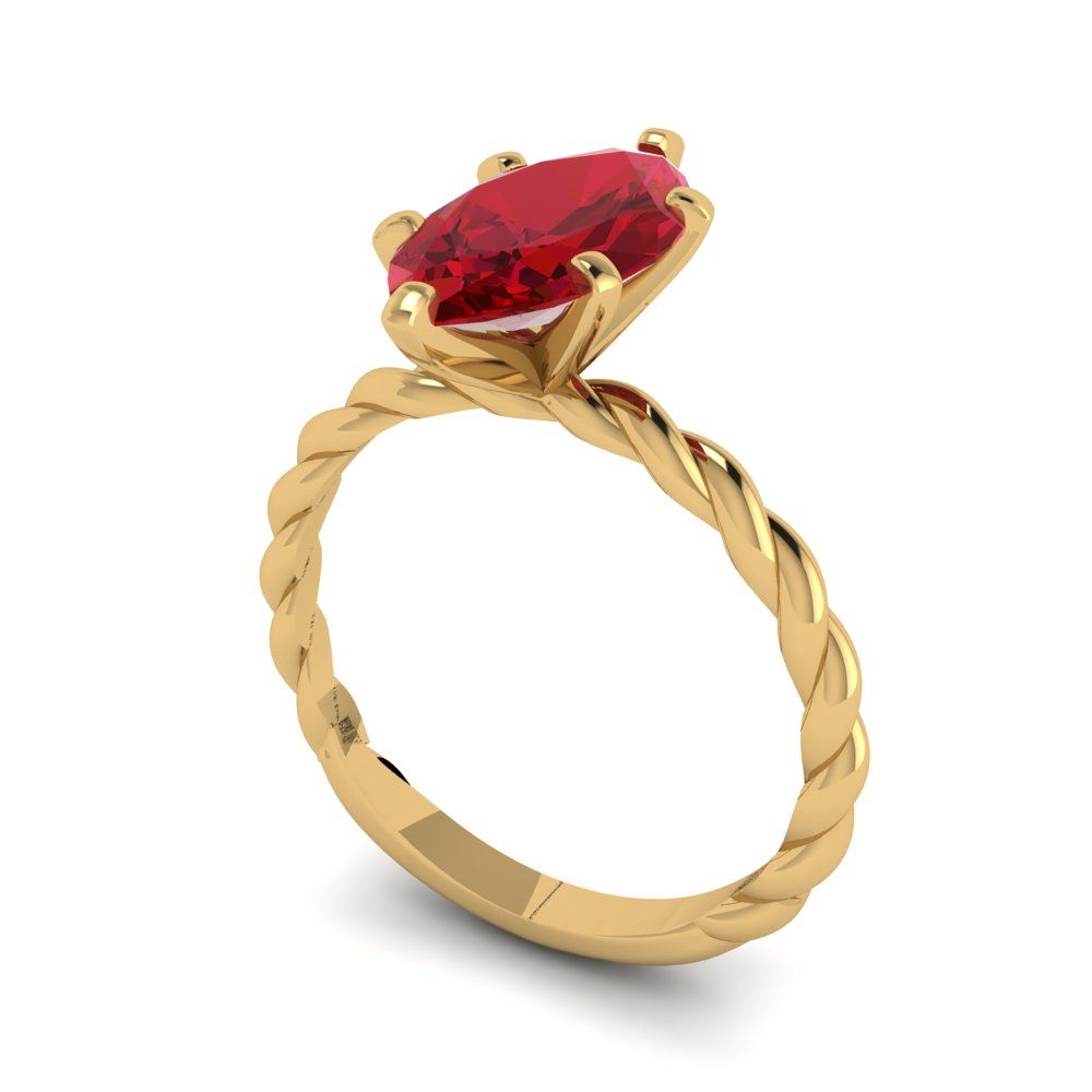 2 cttw Simulated Ruby Solitaire  Engagement Ring - Solid Yellow Gold (VVS1, Marquise Cut,12x6mm )