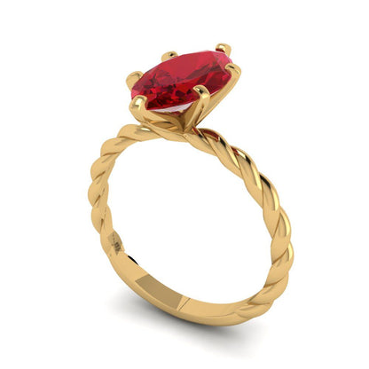 2 cttw Simulated Ruby Solitaire  Engagement Ring - Solid Yellow Gold (VVS1, Marquise Cut,12x6mm )