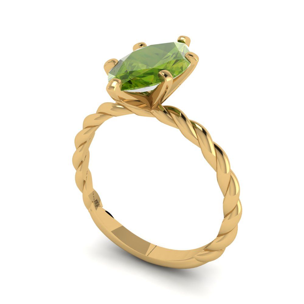 2 cttw Natural Peridot Solitaire  Engagement Ring - Solid Gold (Marquise Cut,12x6mm )