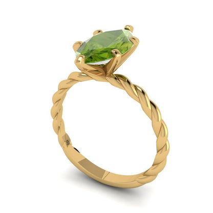 2 cttw Natural Peridot Solitaire  Engagement Ring - Solid Gold (Marquise Cut,12x6mm )