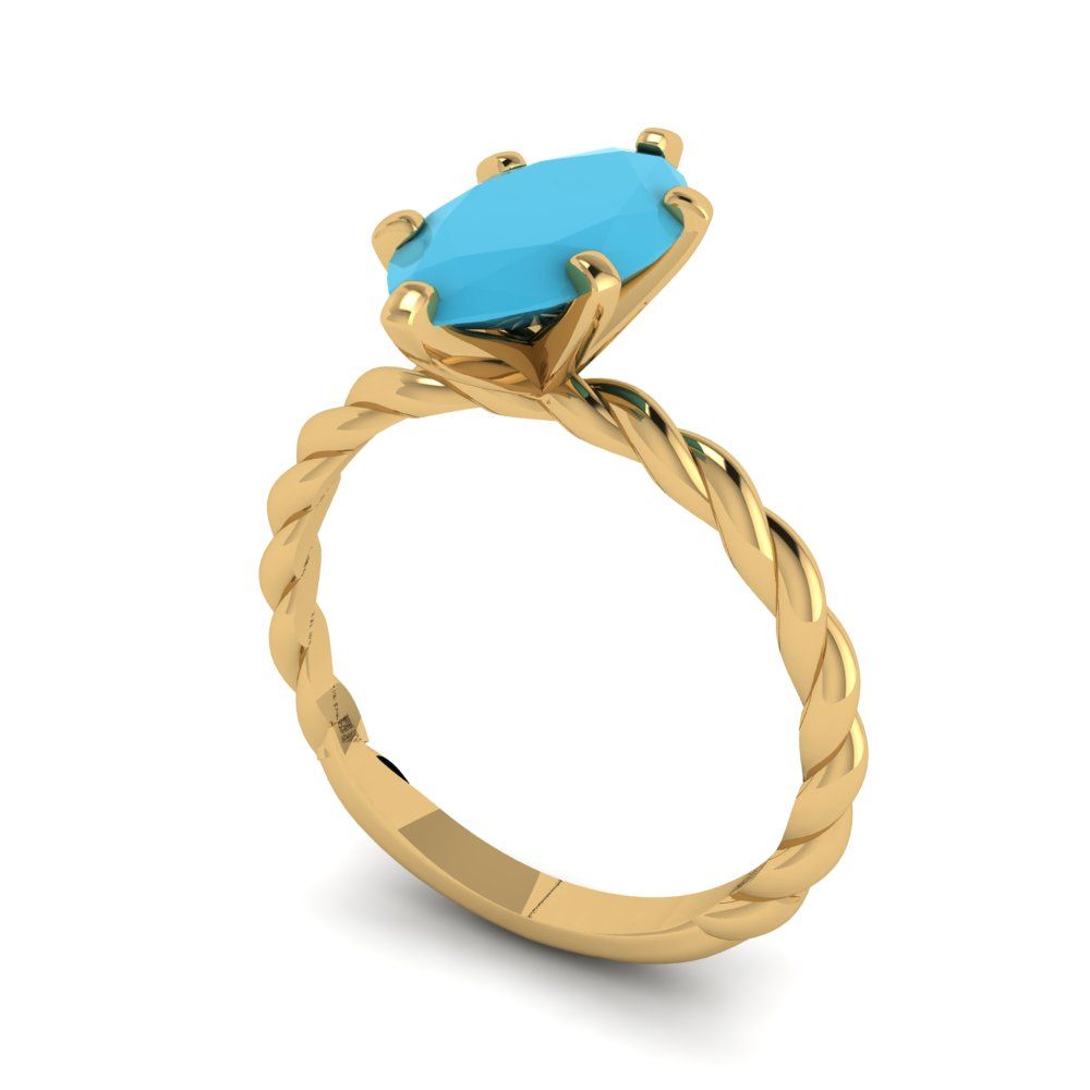 2 cttw Simulated Turquoise Solitaire  Engagement Ring - Solid Gold (Marquise Cut,12x6mm )