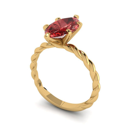 2 cttw Natural Garnet Solitaire  Engagement Ring - Solid Gold (Marquise Cut,12x6mm )