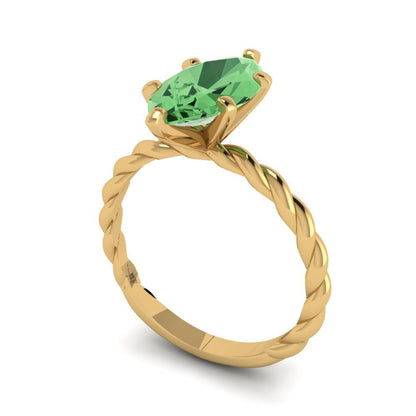 2 cttw Zirconia Simulated Green Diamond Solitaire  Engagement Ring - Solid Gold (VVS1, Marquise Cut,12x6mm )